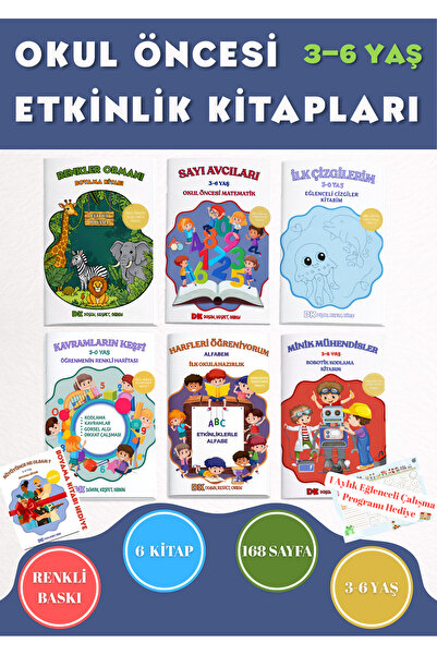 Anonim Yayıncılık 3–6 Yaş Büyük Resimli Okul Öncesi Eğitim Seti 6 Kitap + Boy...