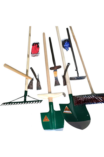 AtasoyTicaret 10'lu Set Saplı Bel Küreği Saplı Kürek Saplı Tırmık Ve Saplı Fı...