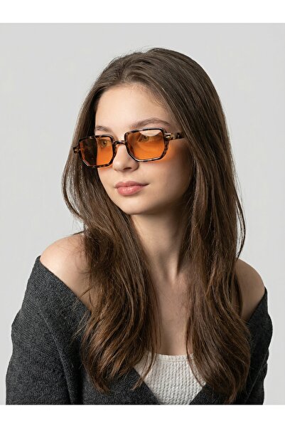 funeyes نظارة شمسية لودين بإطار ليوبارد زجاج برتقالي صغير ملون للجنسين