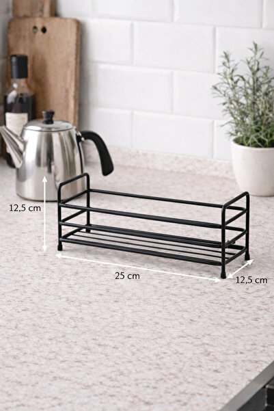 MayCap Modern Metal Baharatlık Standı Banyo Mutfak Organizeri Siyah
