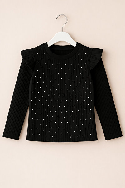 mini kanka 2-компонентен комплект за момичета с ребриста блуза с перлени дета...