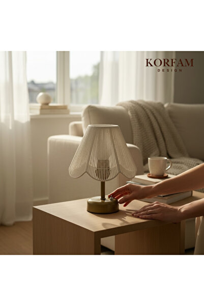 KorFam ROSALİNDA MODELİ - RETRO TARZDA PİLLİ MASA LAMBASI | METAL GÖVDE | LED...