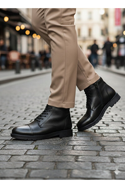 MAKRAS ® I 100 Ležerne crne muške cipele za čamac od prave kože