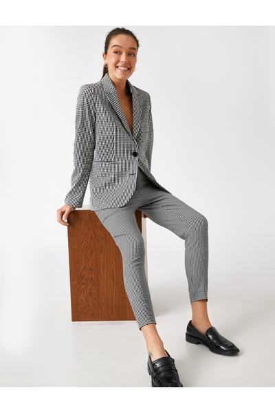 Koton Karierte Stoffhose mit schmalem Bein