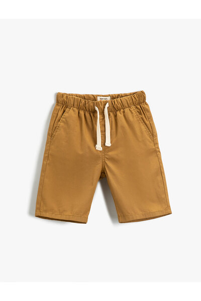 Koton Slim-Shorts mit elastischem Bund, über dem Knie liegend, aus Baumwolle