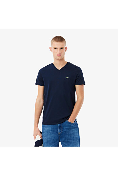 Lacoste تي شيرت خفيف الوزن من قطن بيما برقبة على شكل حرف V - TH6710-00-166