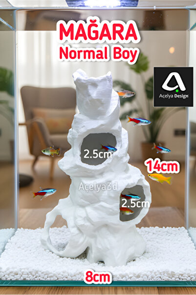 açelya3d Akvaryum Süsü Mağara Dekor Kaya Oyuk Dekoru Balık Saklanma Alanı 14x...