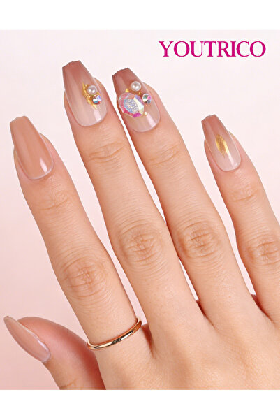 Youtrico 30 قطعة من أظافر الضغط، ماسات ثلاثية الأبعاد، طول متوسط ​​على شكل حر...