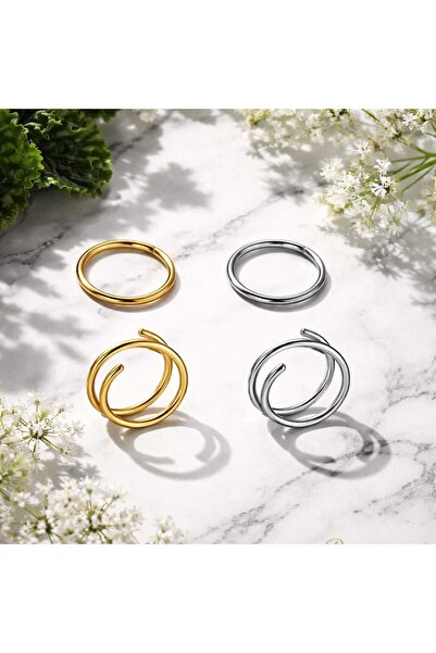 Begonia Accessories 925 Ayar Gümüş 4 Adet Küpe Olarak Kullanıma Uygun Halka H...