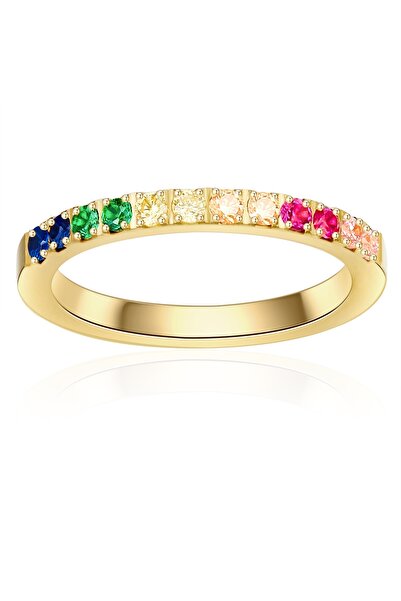 eastside Edelstahlring Ring Edelstahl gelbgold Zirkonia bunt