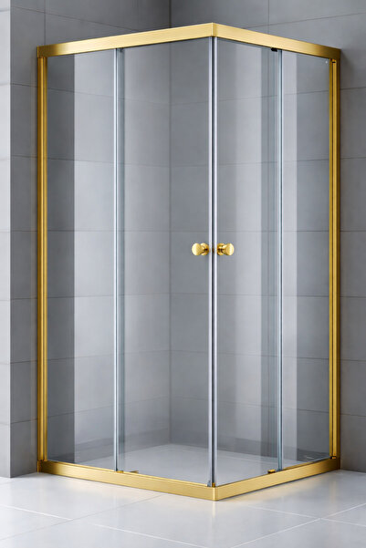 Durul Duşakabin Kare Altın Profil Şeffaf Cam