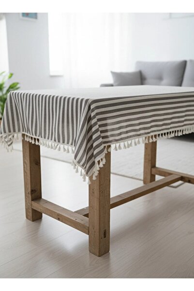 LILYUM Dikey Çizgili Dekoratif Masa Örtüsü