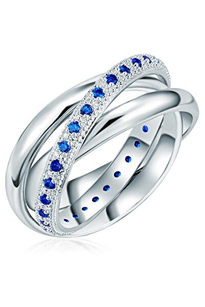 Lulu & Jane Modeschmuckring Ring Zirkonia blau
