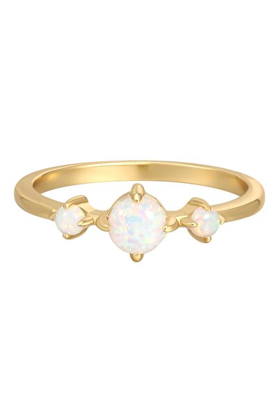 Rafaela Donata Silberring Ring Sterling Silber gelbgold Opal (synth.) weiß