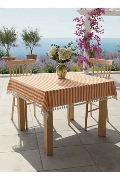 LILYUM Dikey Çizgili Dekoratif Masa Örtüsü