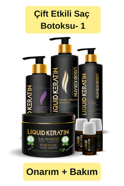 Liquid Keratin Çift Etkili Saç Botoksu No 1 - (ONARIM BAKIM) Keratin Seti - Y...