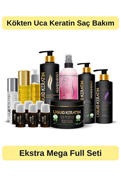 Liquid Keratin Ekstra Mega Full - Kökten Uca Keratin Saç Bakım Seti - Onarıcı...