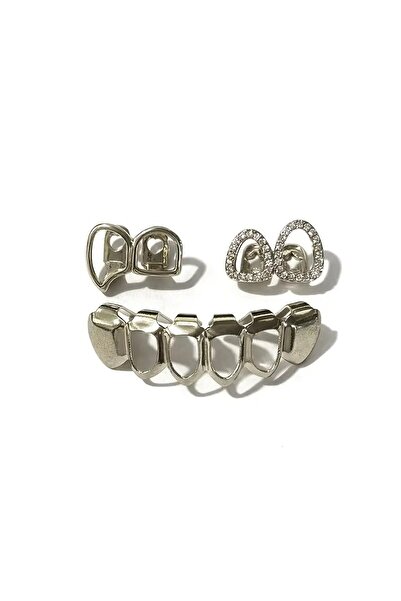 Choice Silver A Set of Hip-Hop Double Hollow Fangs, Suitable for Both Men And...
