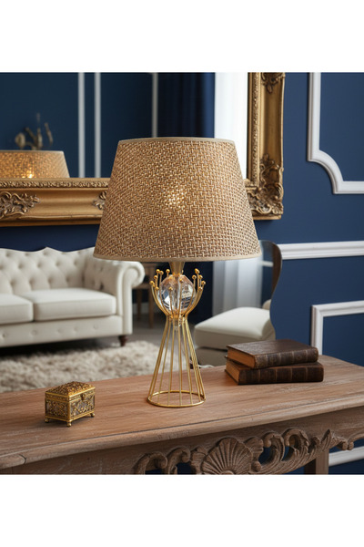 365GUNSERİSONU مصباح طاولة عاكس الضوء مطلي بالذهب موديل كريستال حجري Hazeran ...