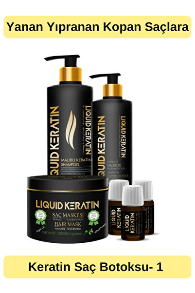 Liquid Keratin Yanan Yıpranan Kırılan Saçlara - Saf Keratin Botoks Bakım Seti...