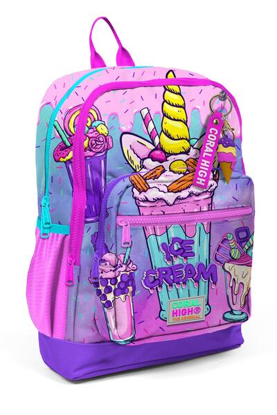 Coral High Kids Pembe Mor Milkshake Dondurma Desenli Okul Sırt Çantası 23749