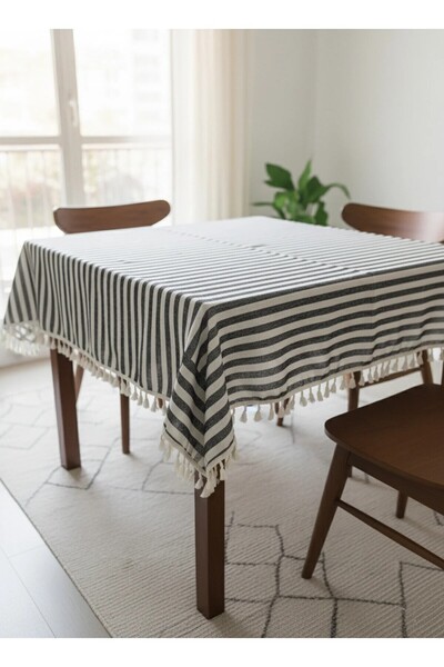 LILYUM Dikey Çizgili Dekoratif Masa Örtüsü