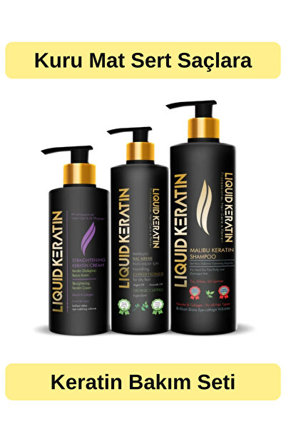 Liquid Keratin Kuru Mat Sert Kabaran Saçlar Için 3'lü Keratin Bakım Seti