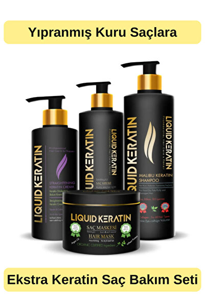 Liquid Keratin Kuru Mat Sert Kabaran Saçlar Için 4'lü Keratin Bakım Seti