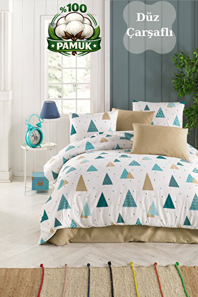 Cottonest 100% Cotton Triangle Polka Dot White Double Duvet Cover Set Dowry S...