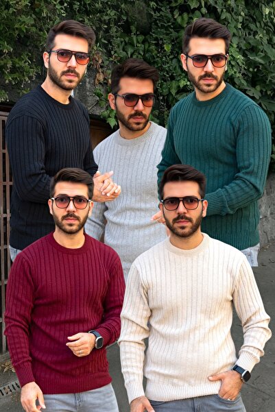 mayastyle Férfi kötöttáru pulóver szett 5 darabból (fekete), (szürke), (bézs)...