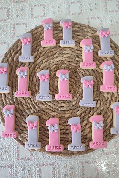 Miranın Hobileri 1 Rakamlı kız için 1 Yaş Şeker Hamurlu Butik Kurabiyesi 20 Adet