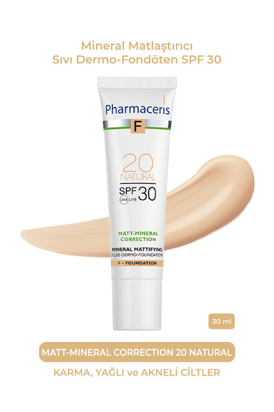 Pharmaceris Matt-Mineral Correction SPF 30 (20 Natural) | Mineral Matlaştırıc...