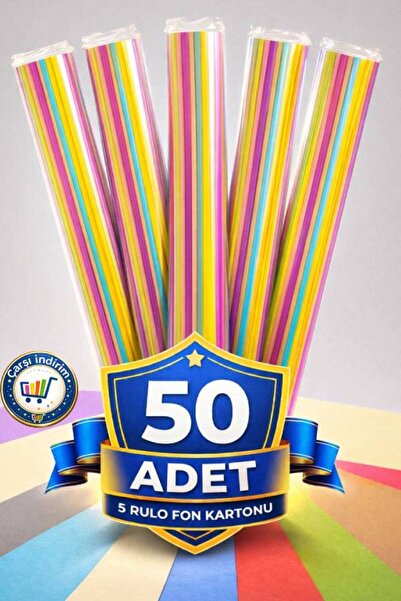 nistabolje 50 Adet (5 RULO) 50x70 Cm Fon Kartonu 10 Renk Etkinlik Kırtasiye