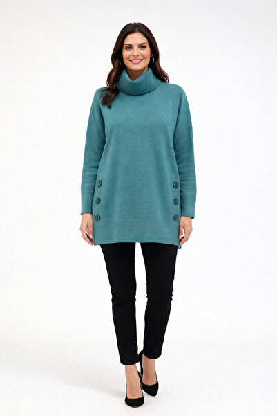 Desen Triko سترة نسائية ذات ياقة مكشكشة لامعة باللون الأسود