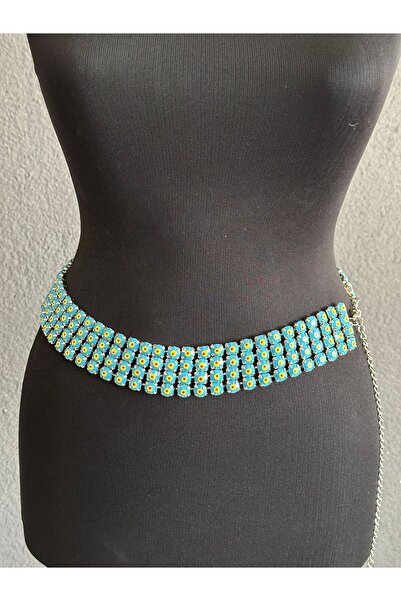 Gönülden Tasarım Curea de damă cu lanț cu mărgele din oțel 68x4 cm