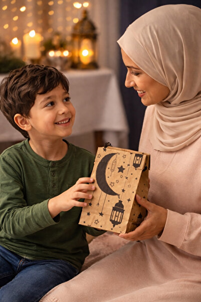 Dekals 20 Adet Kraft Fener Desenli Ramazan Kurban Bayram Hediye Paketi Ambala...