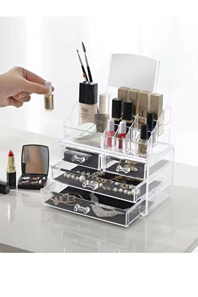 China Made Acrylic Cosmetic Organizer with Drawers and Mirror