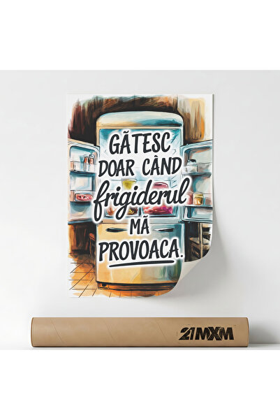 21mxm Poster 'Cand Frigiderul Ma Provoaca' Pe Panza Mata – Design Minimalist ...