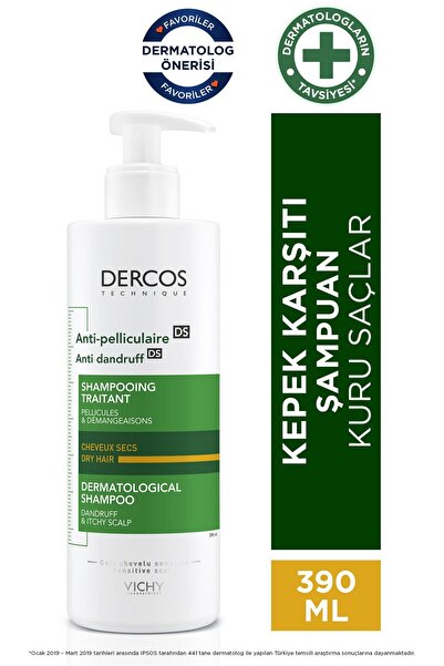 Vichy Dercos Anti Dandruff Kuru Saçlar için Kepek Karşıtı Şampuan 390 ml