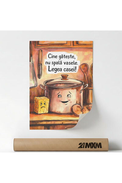 21mxm Poster 'Haos Controlat' Pe Panza Mata – Design Minimalist Bucatarie, Fa...