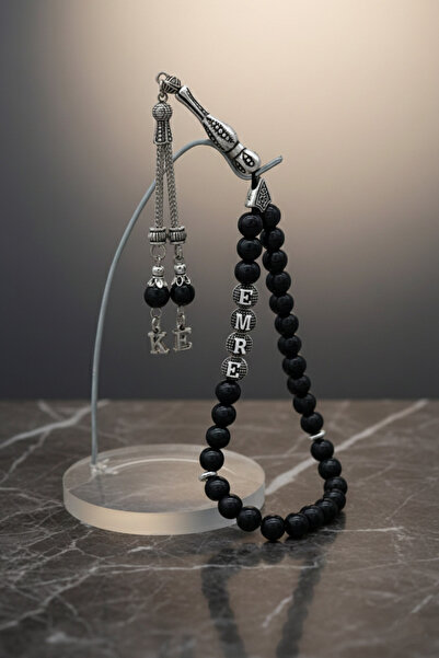 THAD Kişiye Özel Isimli El Yapımı Parlak Oniks Taşı Tesbih – Özel Ahşap Kutul...