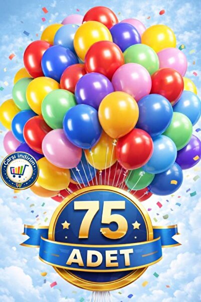 nistabolje 75 Adet Renkli Balon Parti Doğum Günü Karışık Renk Kutlama Özel Gü...