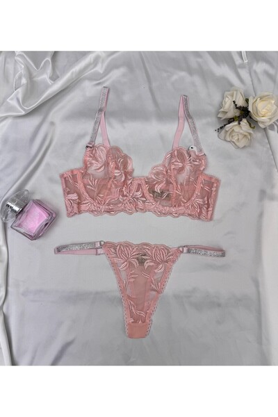 AYSEMİN TEKSTİL Aysemin Balenli мереживне комплект рожевий 7017