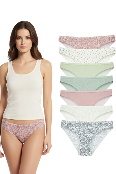 Cotpark Chiloți bikini de bază din bumbac pentru femei, pachet de 7 4157