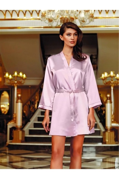 PERİN Жіночий весільний халат з атласу Bride, колір пудра 1020