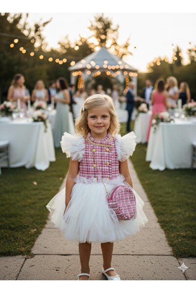 Hilal Akıncı Kids Fusta tutu din stofă pentru fete și rochie pufoasă cu mânec...