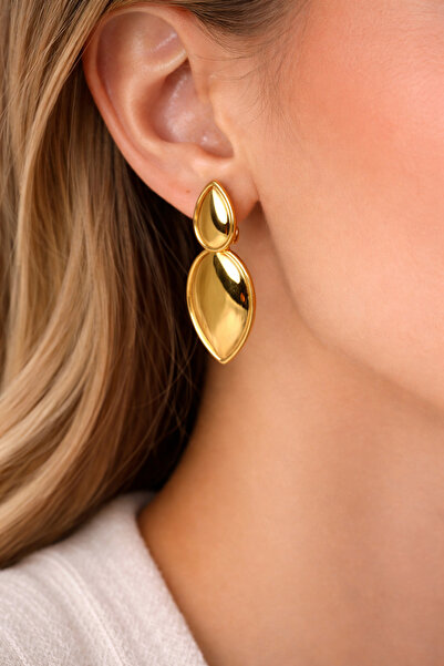 divakse أقراط فولاذية متدلية ذهبية اللون