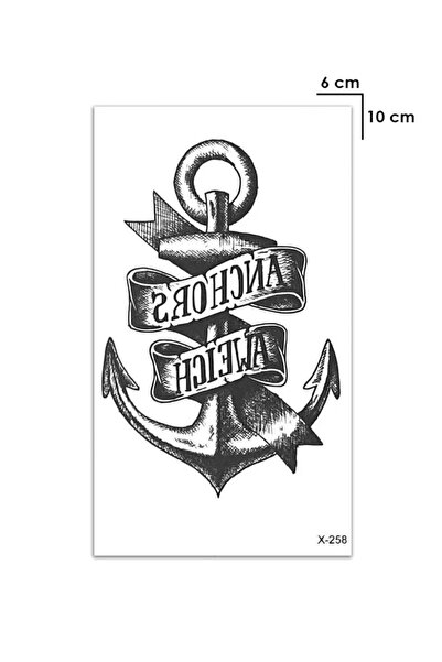 BiWini Anchors Aweigh Yazılı Denizci Çapa Geçici Dövme Tattoo Bilek Kol Bacak Ve Göğüs Arası Erkek Kadın