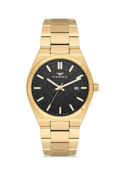 FERRO Sarı Çelik Kordon Erkek Kol Saati FM11630AWT-B2 Fonksiyonları Aktif 3 A...