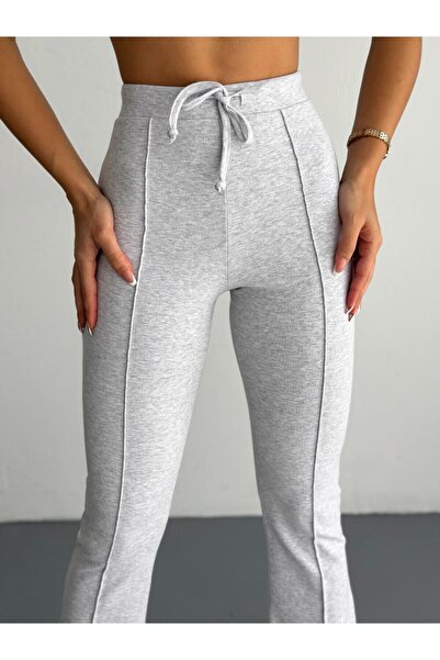 PUCKA FASHION Παντελόνι με ψηλόμεσο λύκρα με ριμπάνα στάμπα Pucka